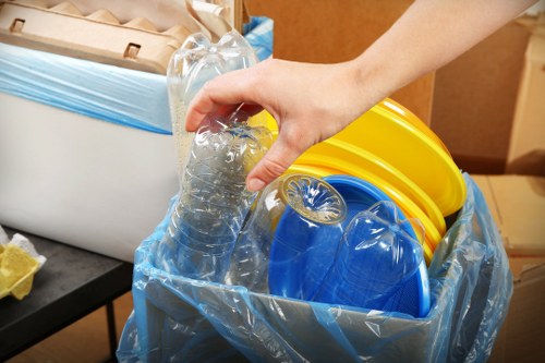 Various types of waste collected for removal